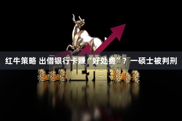 红牛策略 出借银行卡赚“好处费”？一硕士被判刑
