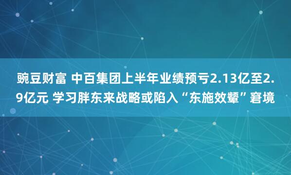 豌豆财富 中百集团上半年业绩预亏2.13亿至2.9亿元 学习胖东来战略或陷入“东施效颦”窘境