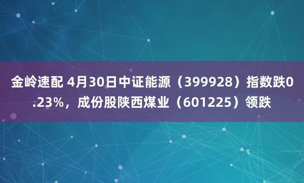 金岭速配 4月30日中证能源（399928）指数跌0.23%，成份股陕西煤业（601225）领跌